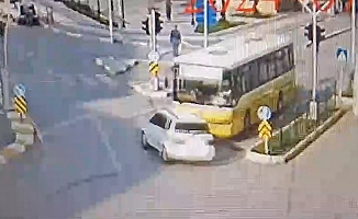 Belediye otobüsü kazası kamerada
